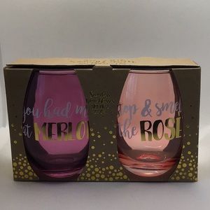 TMD Holdings Stemless Wine Glasses Set of 2 22oz